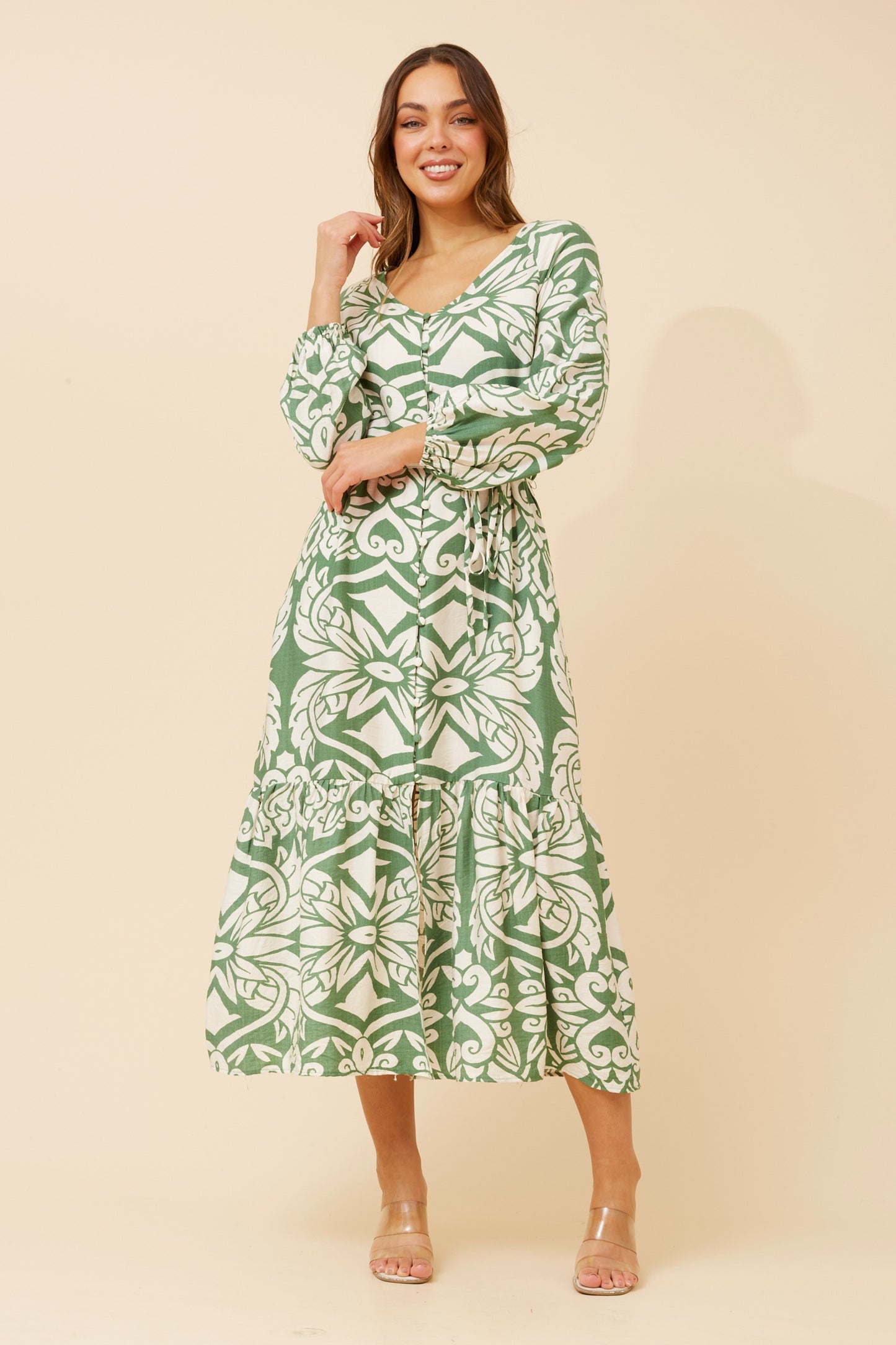 Winn Paisley Printed Midi Dress D734249 Green