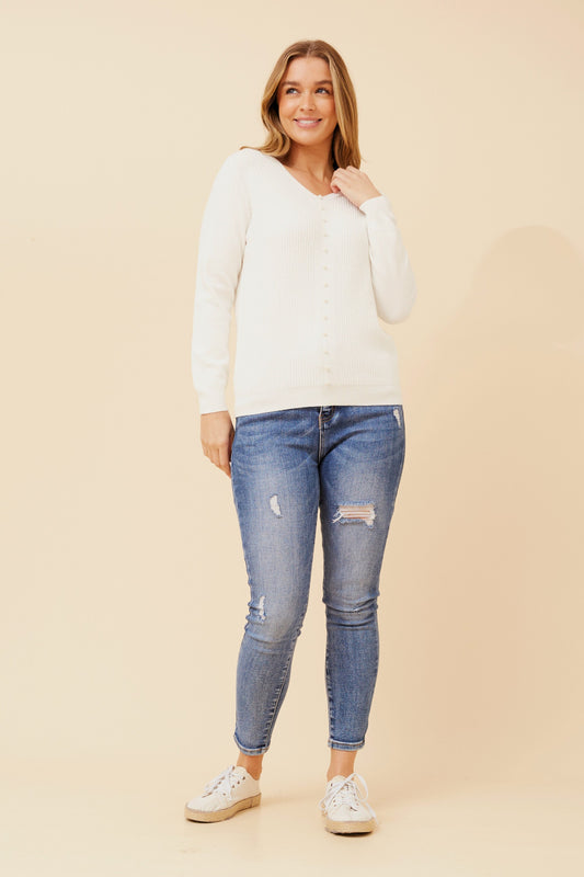 Elira Pearl Detail Knit KP733646 White