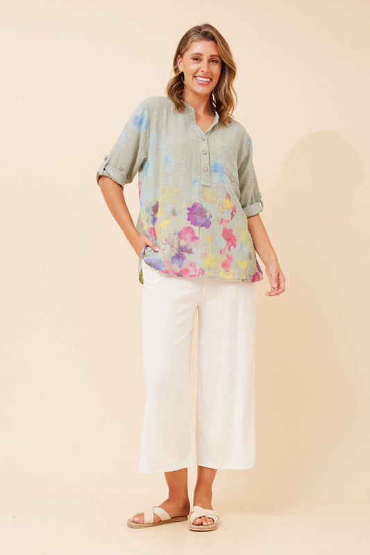 Skye Italian Floral Top T524783 Sage