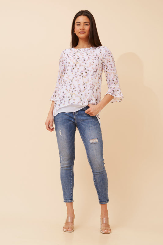 Leon Double Layer Printed Top T523346 Pink