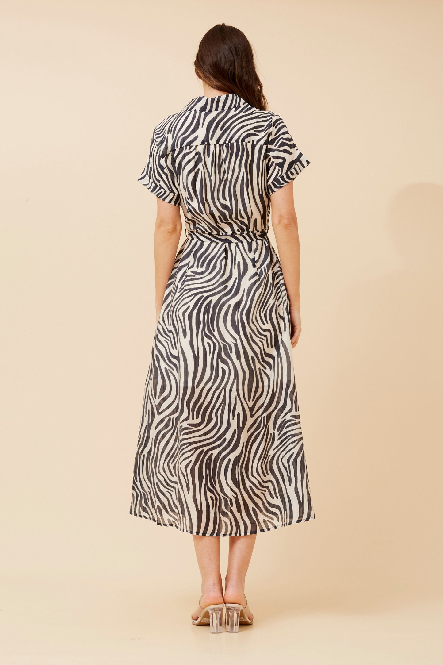 Zuri Animal Print Shirt Dres D734593 Navy/White