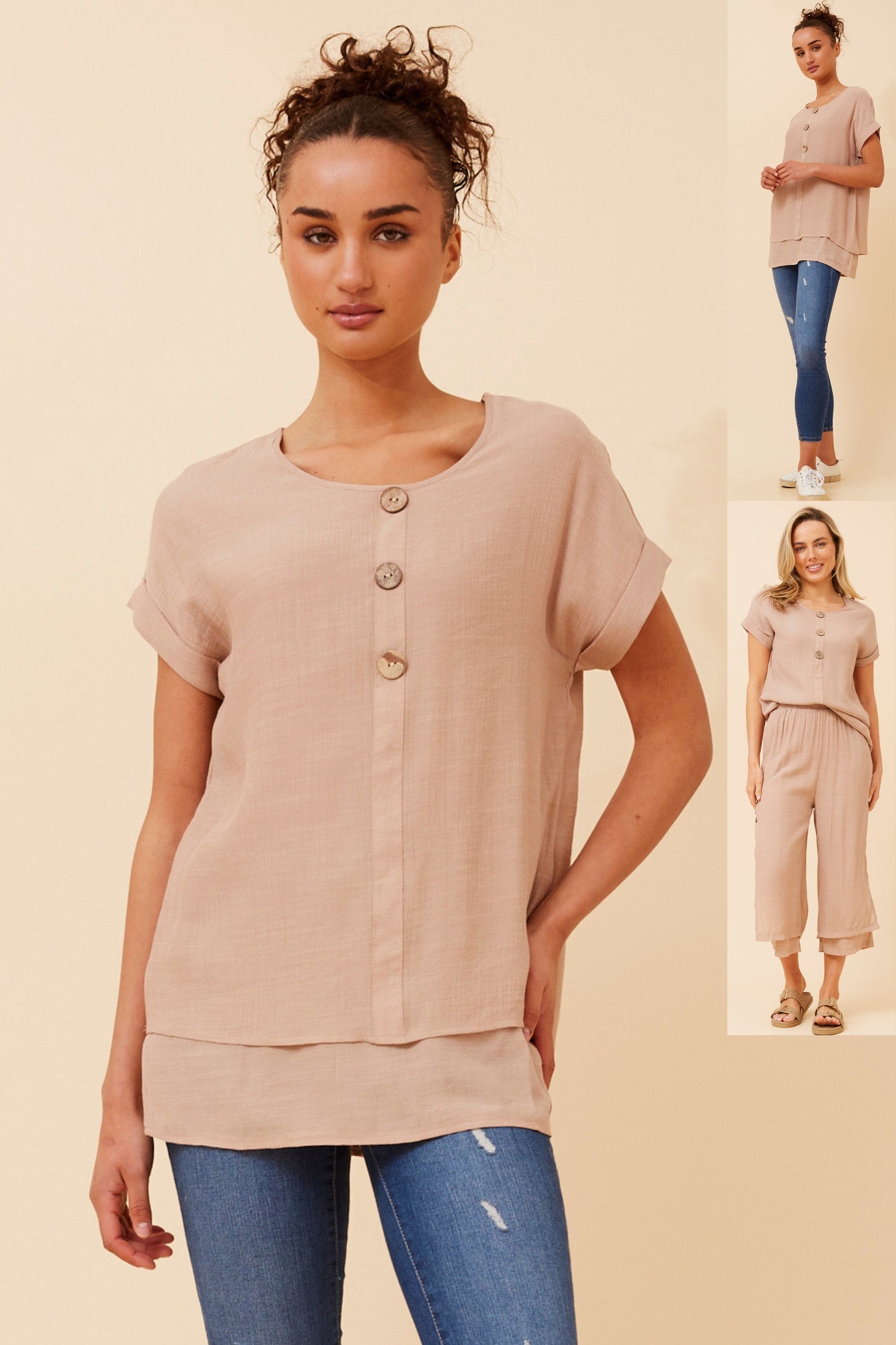 Soraya Double Layer Top T523077 Taupe