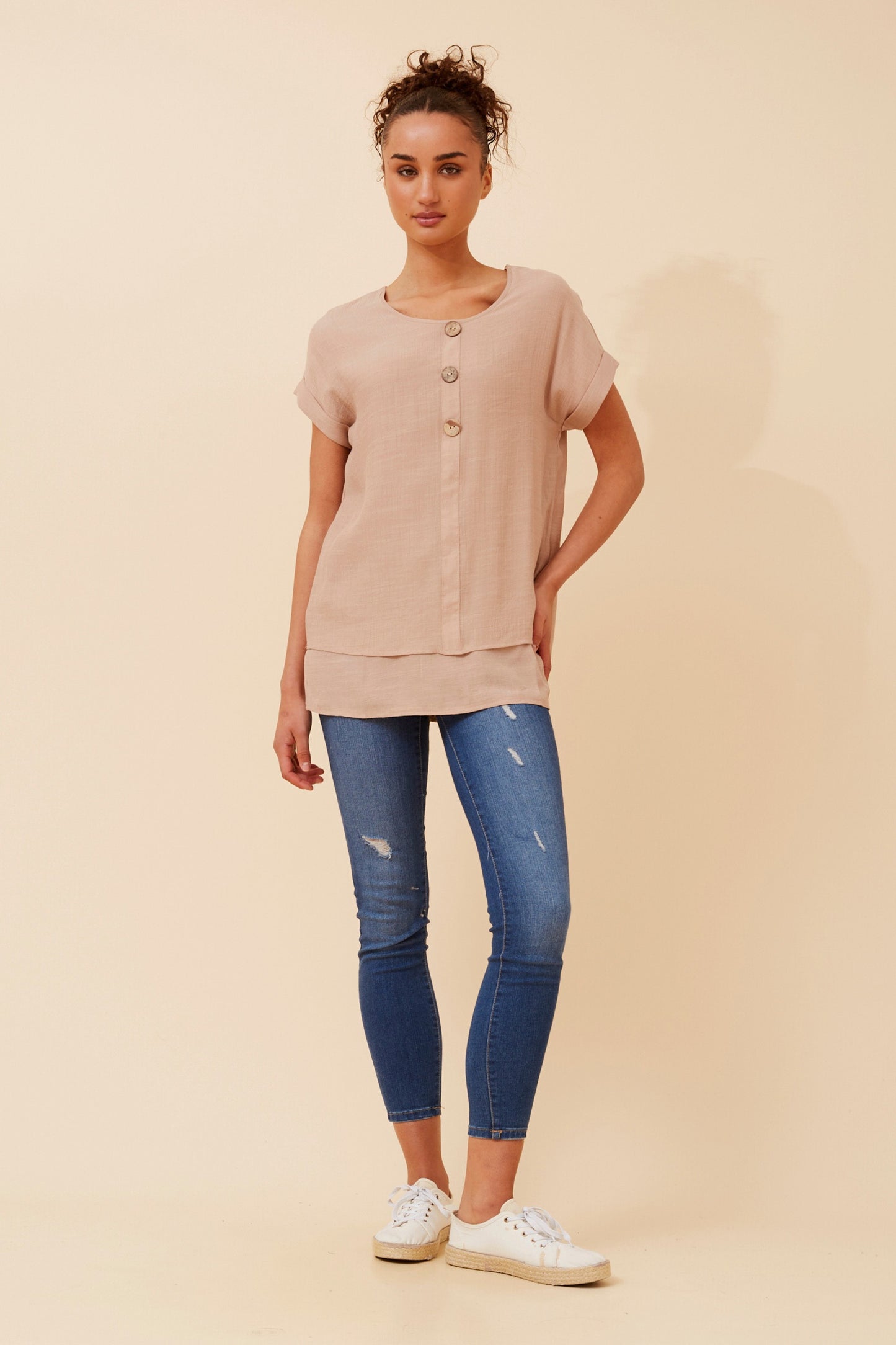 Soraya Double Layer Top T523077 Taupe