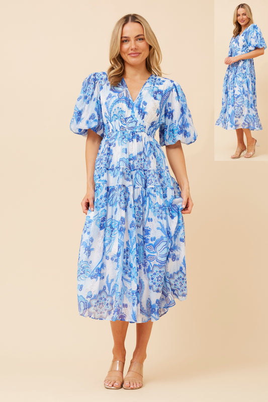 Cassandra Puff Sleeve Dress D523679