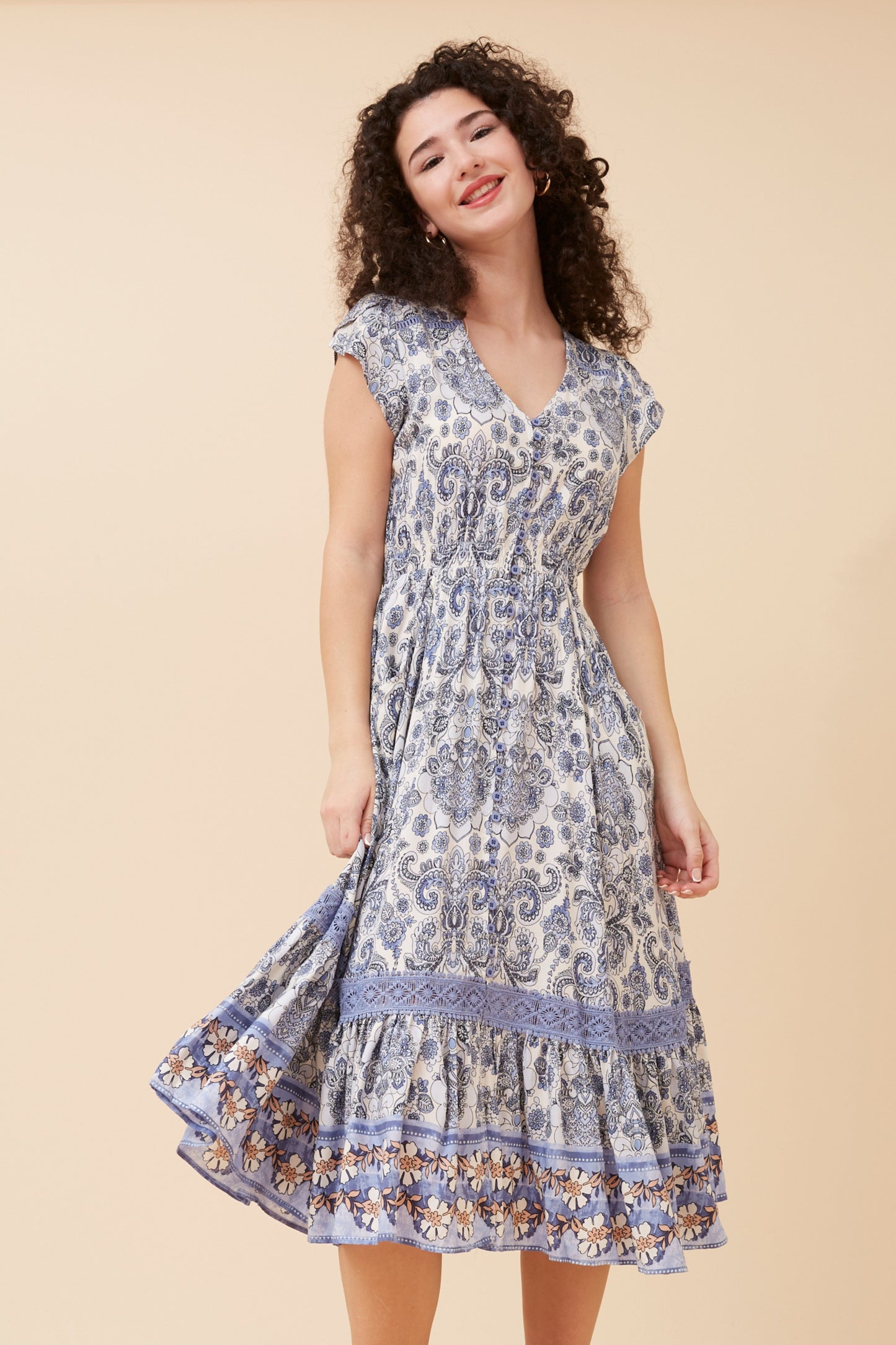 Inara Flower Print Midi Dress - D523258