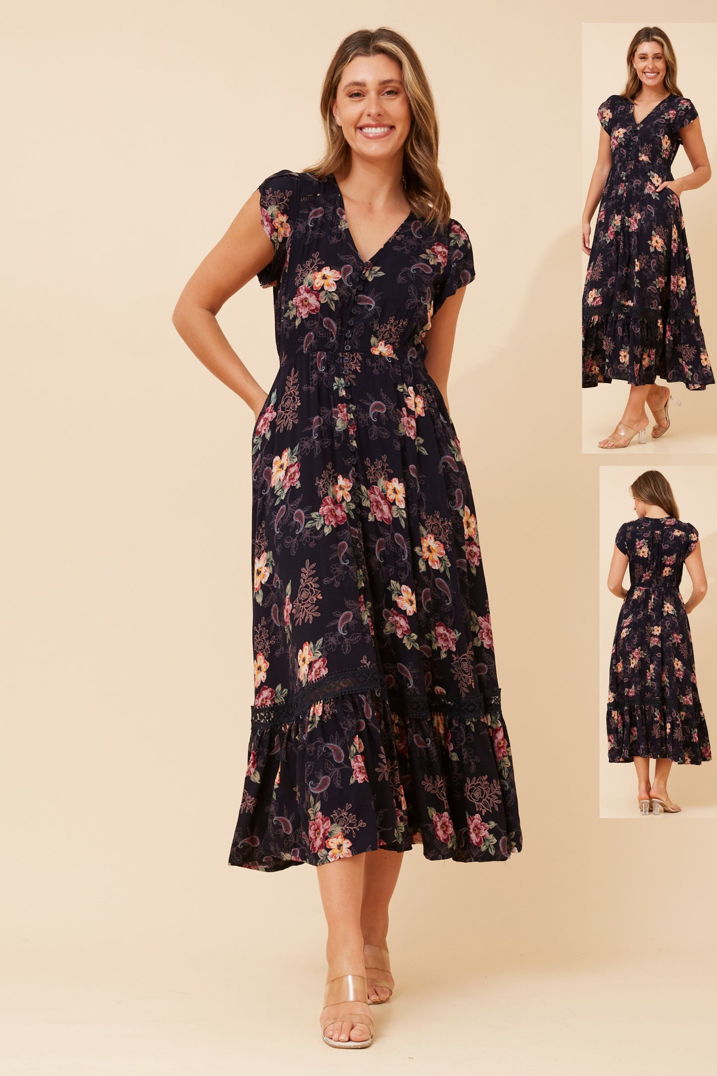 Indi Flower Print Maxi Dress - D525027