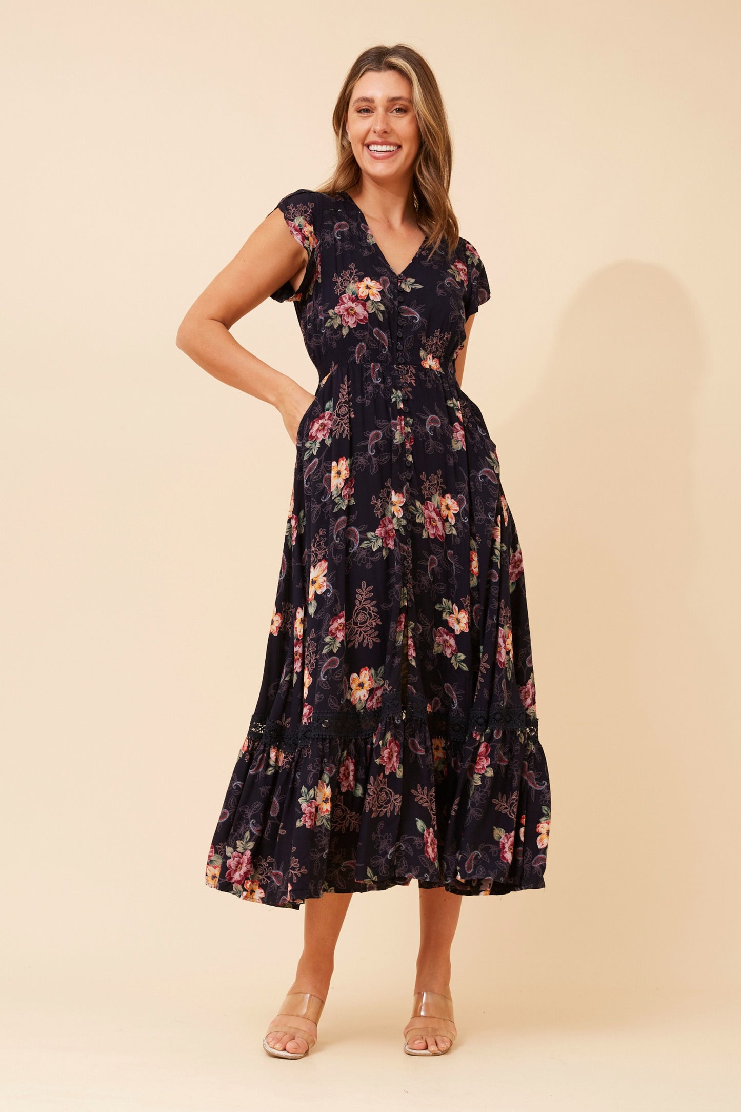 Indi Flower Print Maxi Dress - D525027