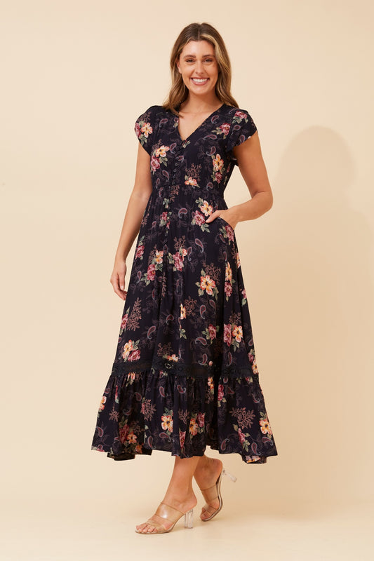 Indi Flower Print Maxi Dress - D525027