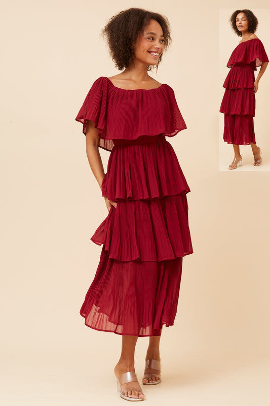 Valena Floral Dress D515841 Red Dahlia