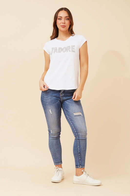 Jadore Embellished T-Shirt T523329 - White