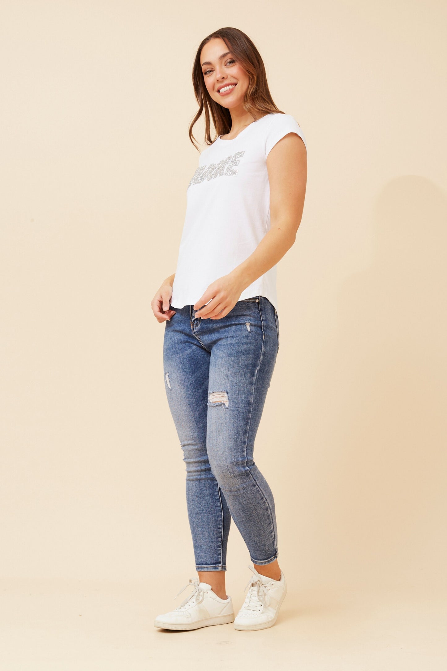 Jadore Embellished T-Shirt T523329 - White