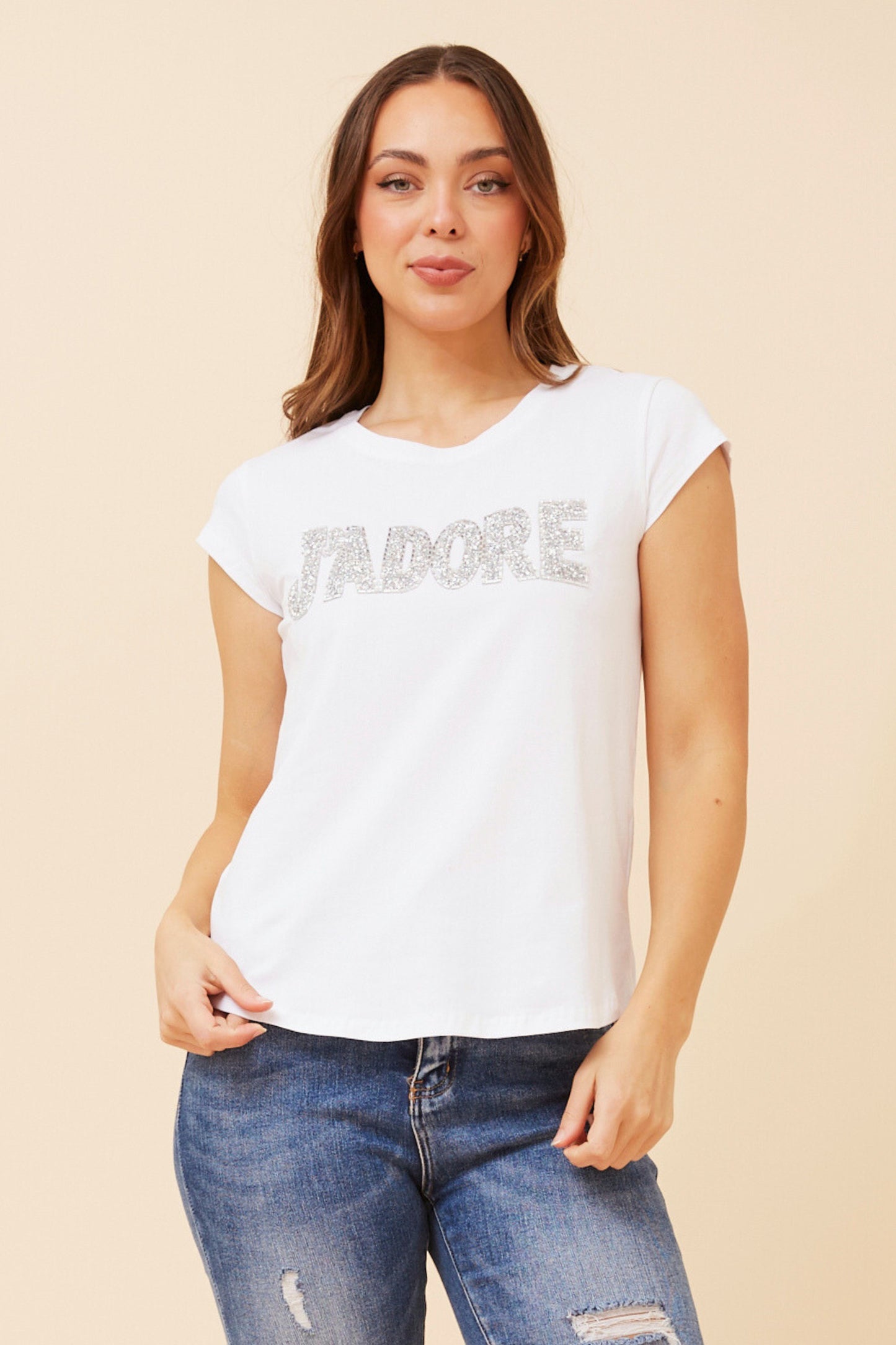 Jadore Embellished T-Shirt T523329 - White