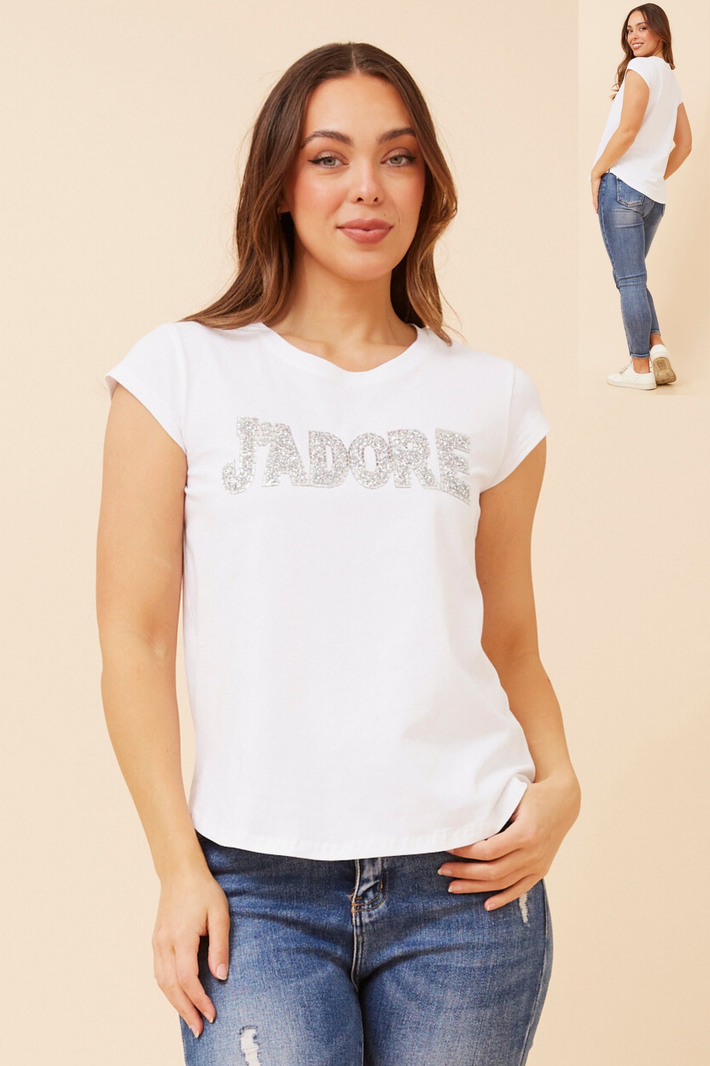 Jadore Embellished T-Shirt T523329 - White