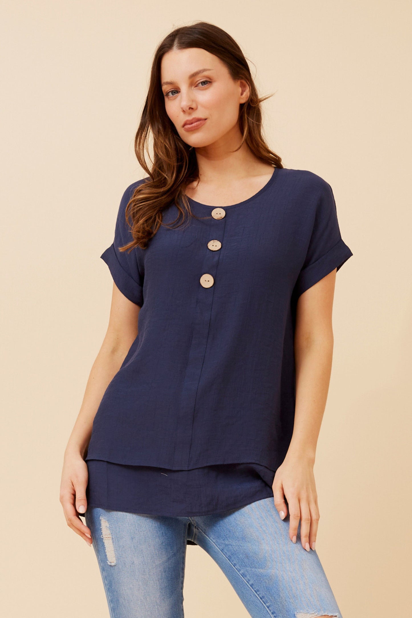 Soraya Double Layer Top T523077 Navy