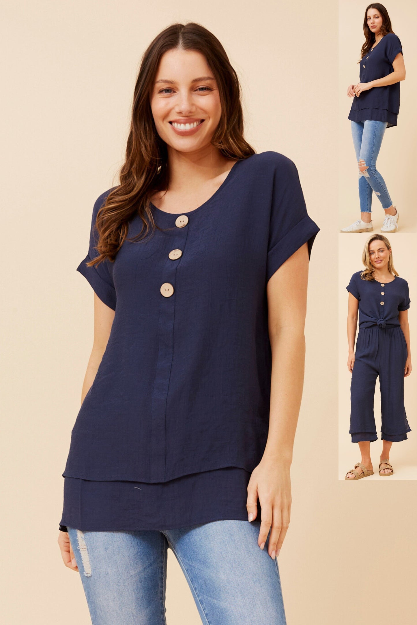 Soraya Double Layer Top T523077 Navy