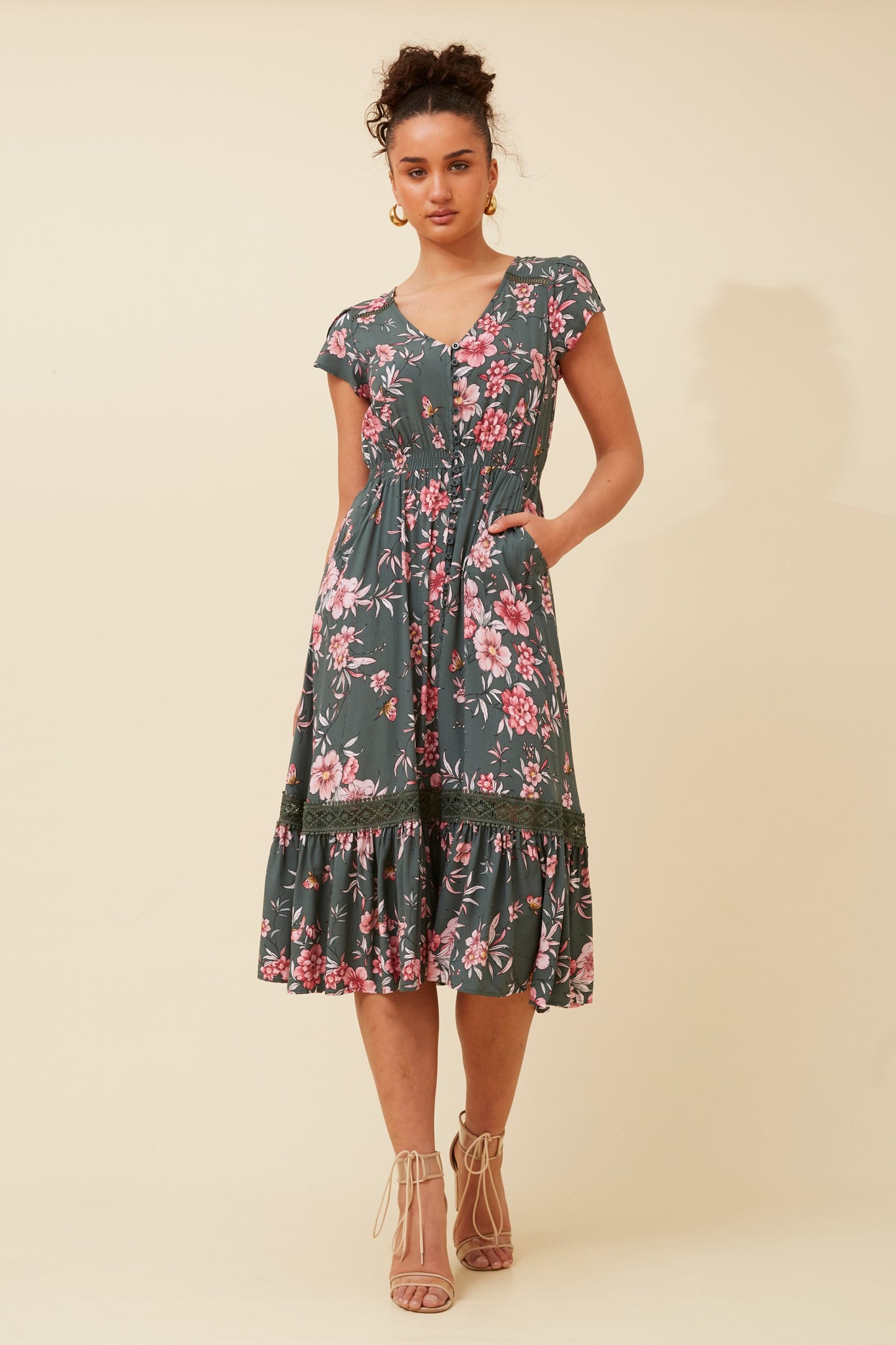 Serena Floral Print Midi Dress -  D519854