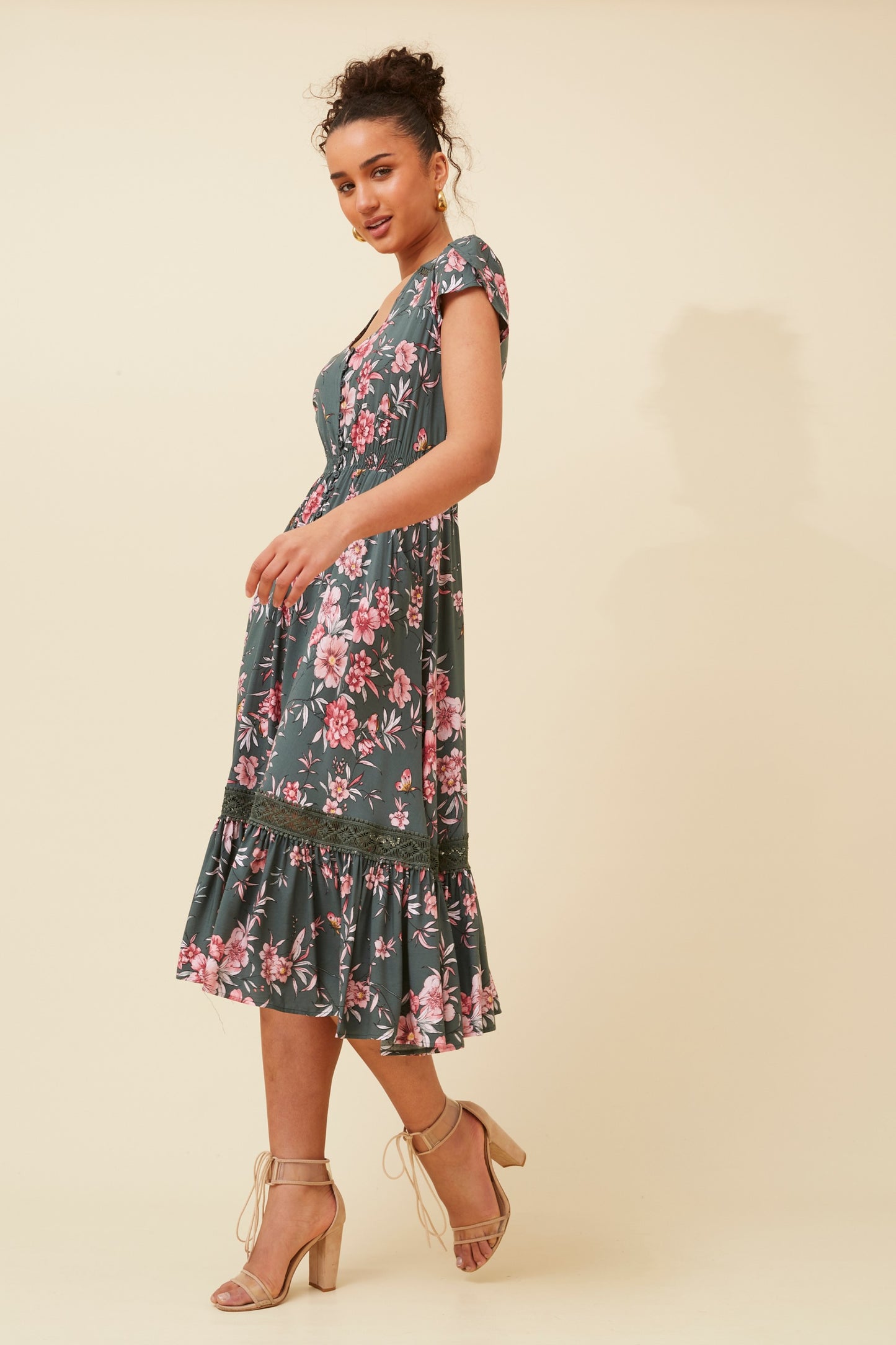 Serena Floral Print Midi Dress -  D519854