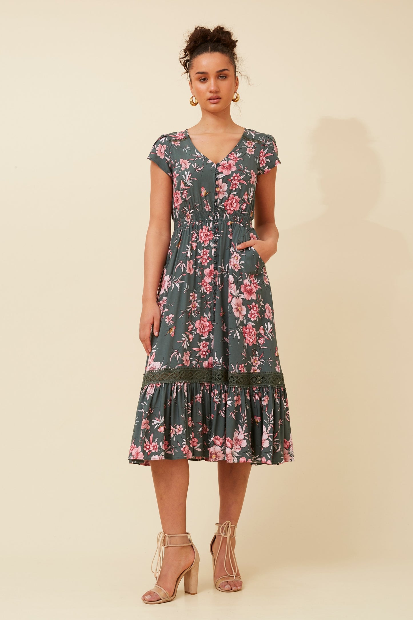 Serena Floral Print Midi Dress -  D519854