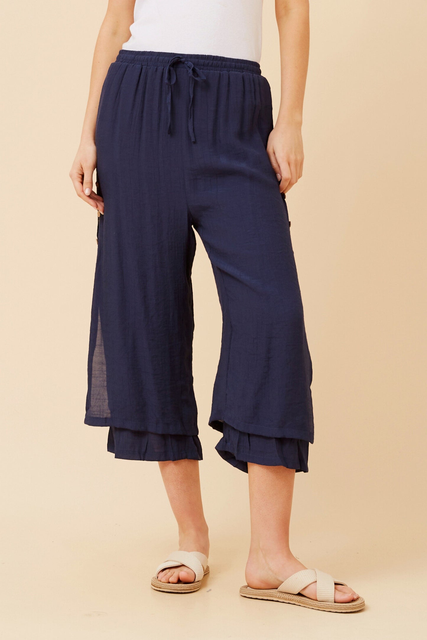 Jenna Button Detail Pant P510691 - Navy