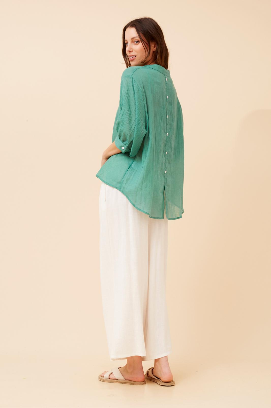 Rosa Shirt with Back Button Detail -Gumleaf T511586