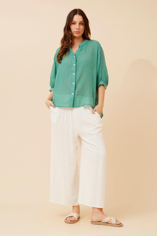 Rosa Shirt with Back Button Detail -Gumleaf T511586