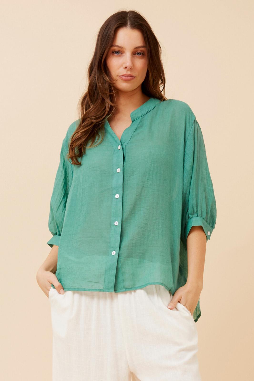 Rosa Shirt with Back Button Detail -Gumleaf T511586