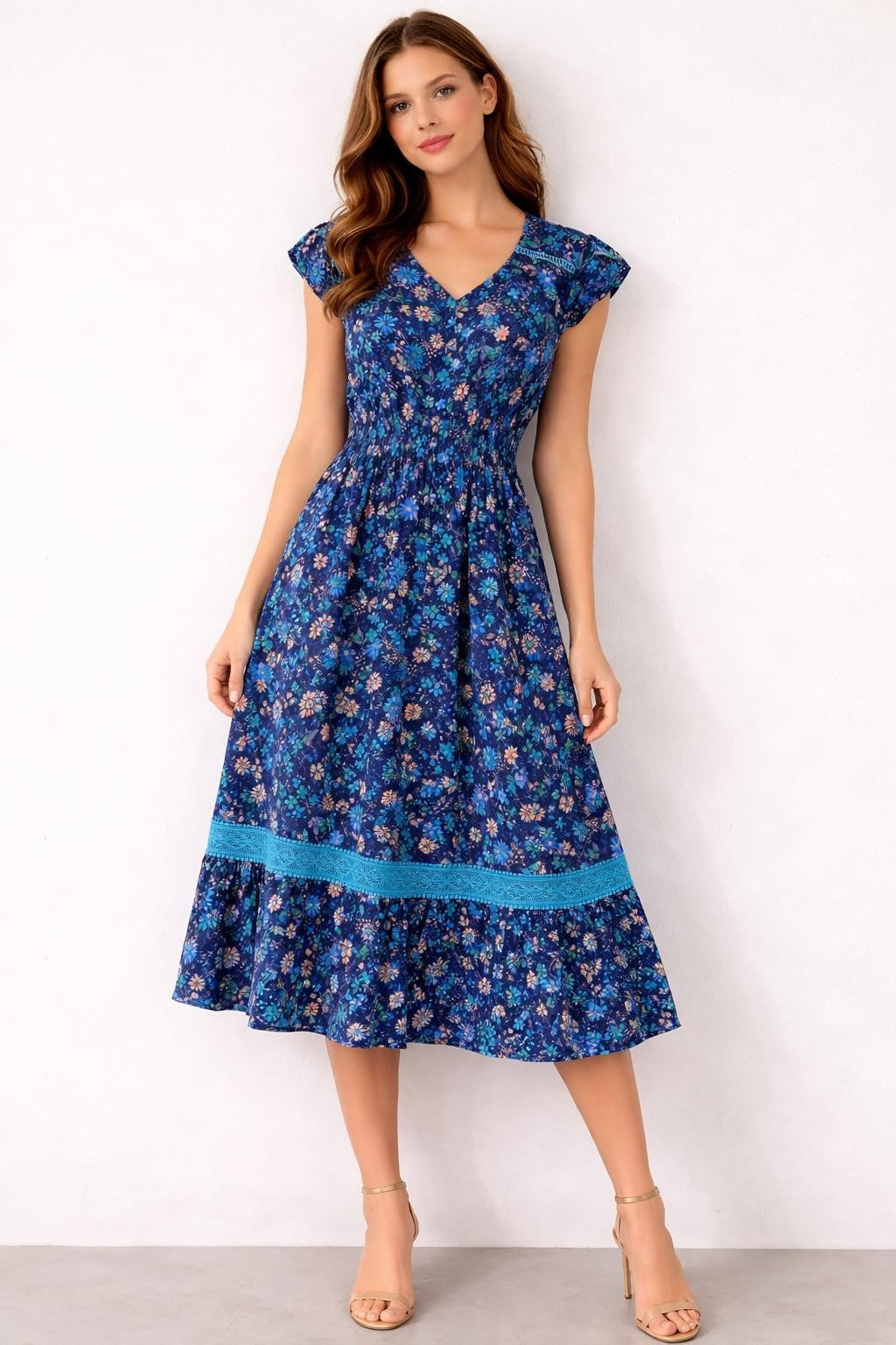 Serena Floral Print Midi Dress -  D525951
