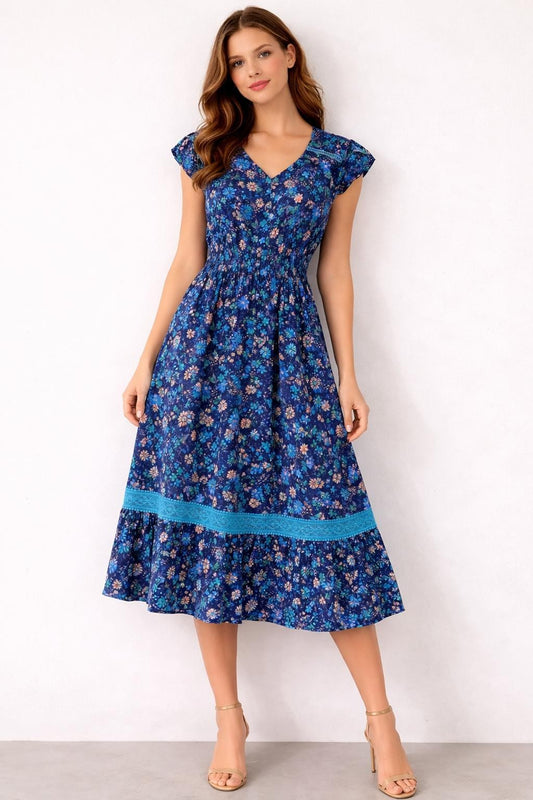 Serena Floral Print Midi Dress -  D525951