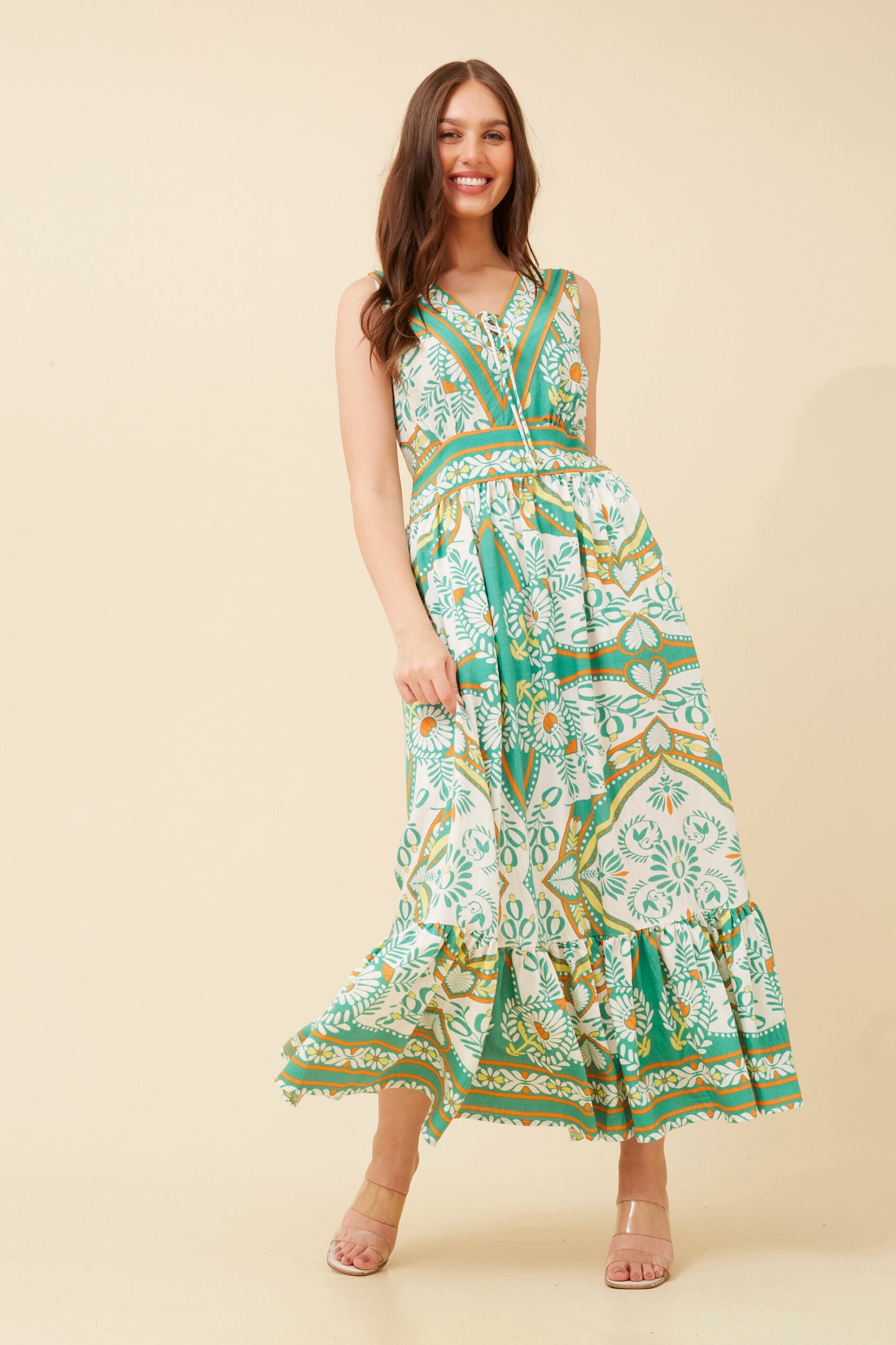 Elisa Floral Border Print Dress D733236