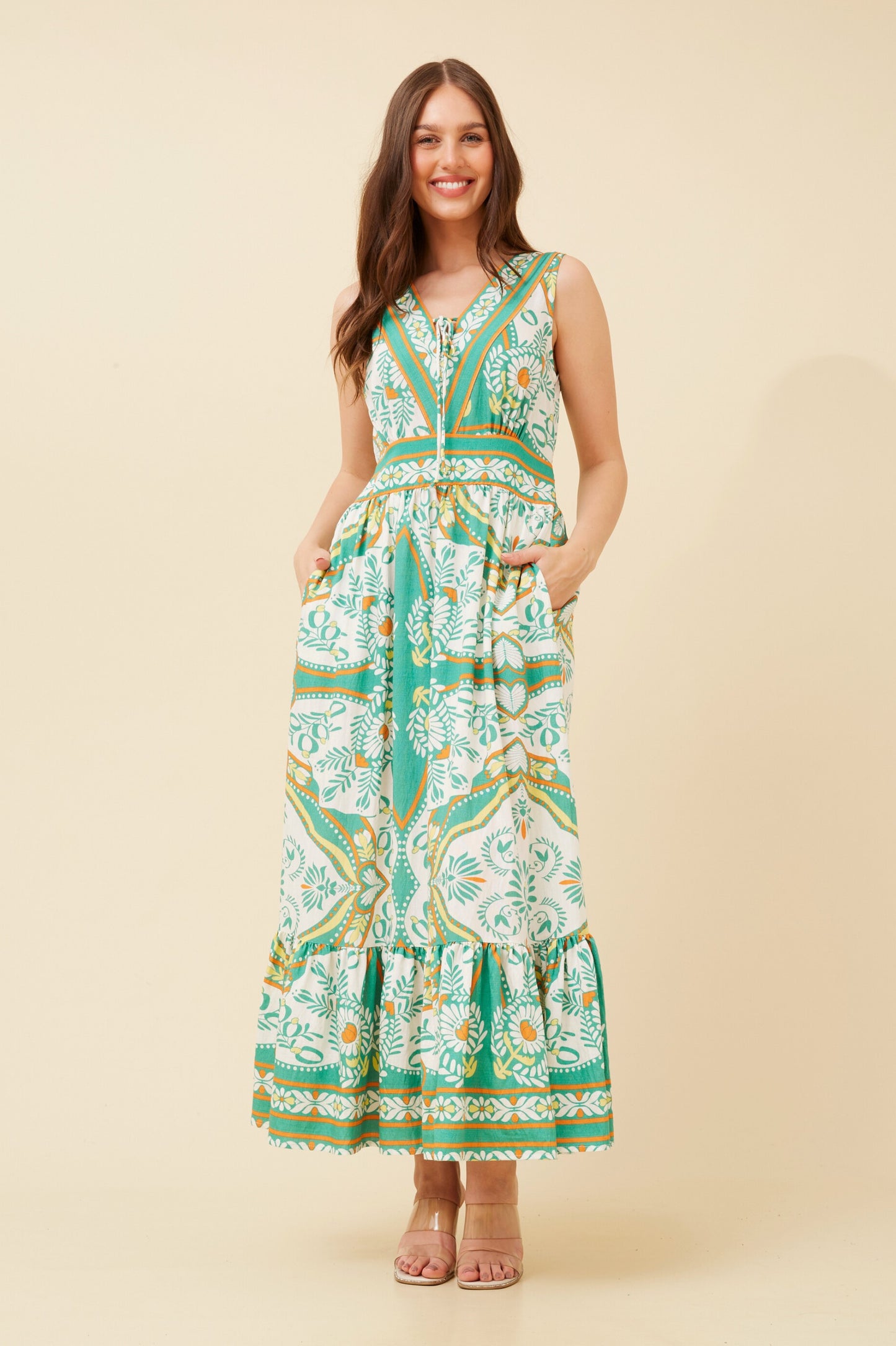 Elisa Floral Border Print Dress D733236