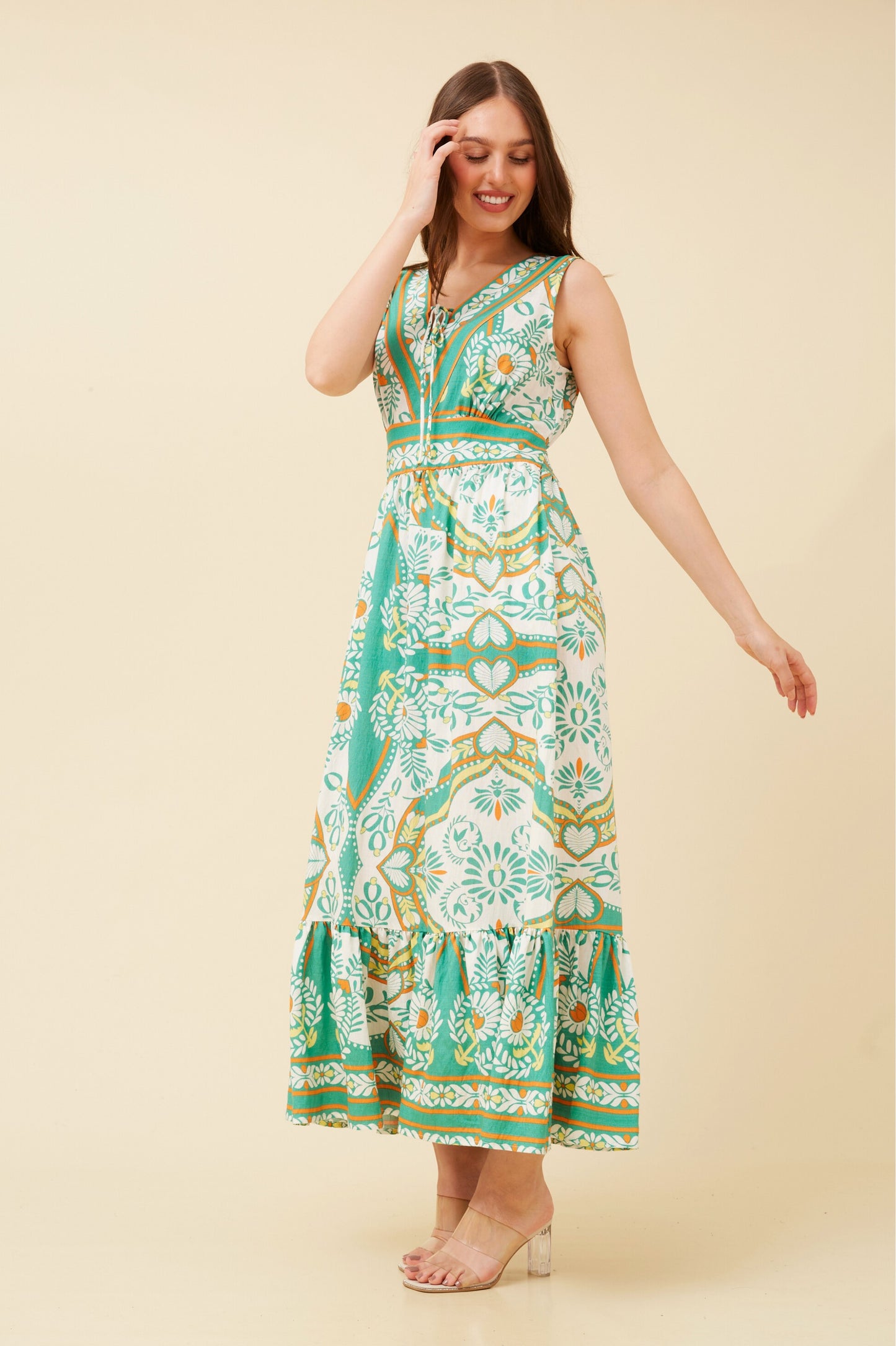 Elisa Floral Border Print Dress D733236