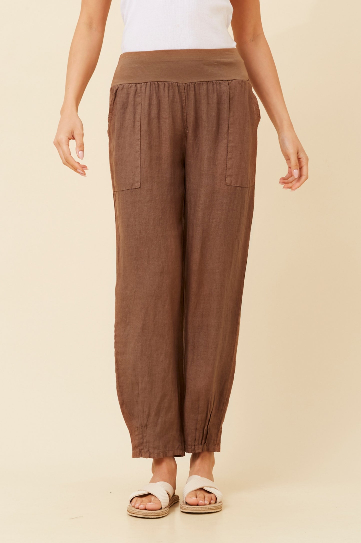 Linen Italian Pant P516694 Tabacco