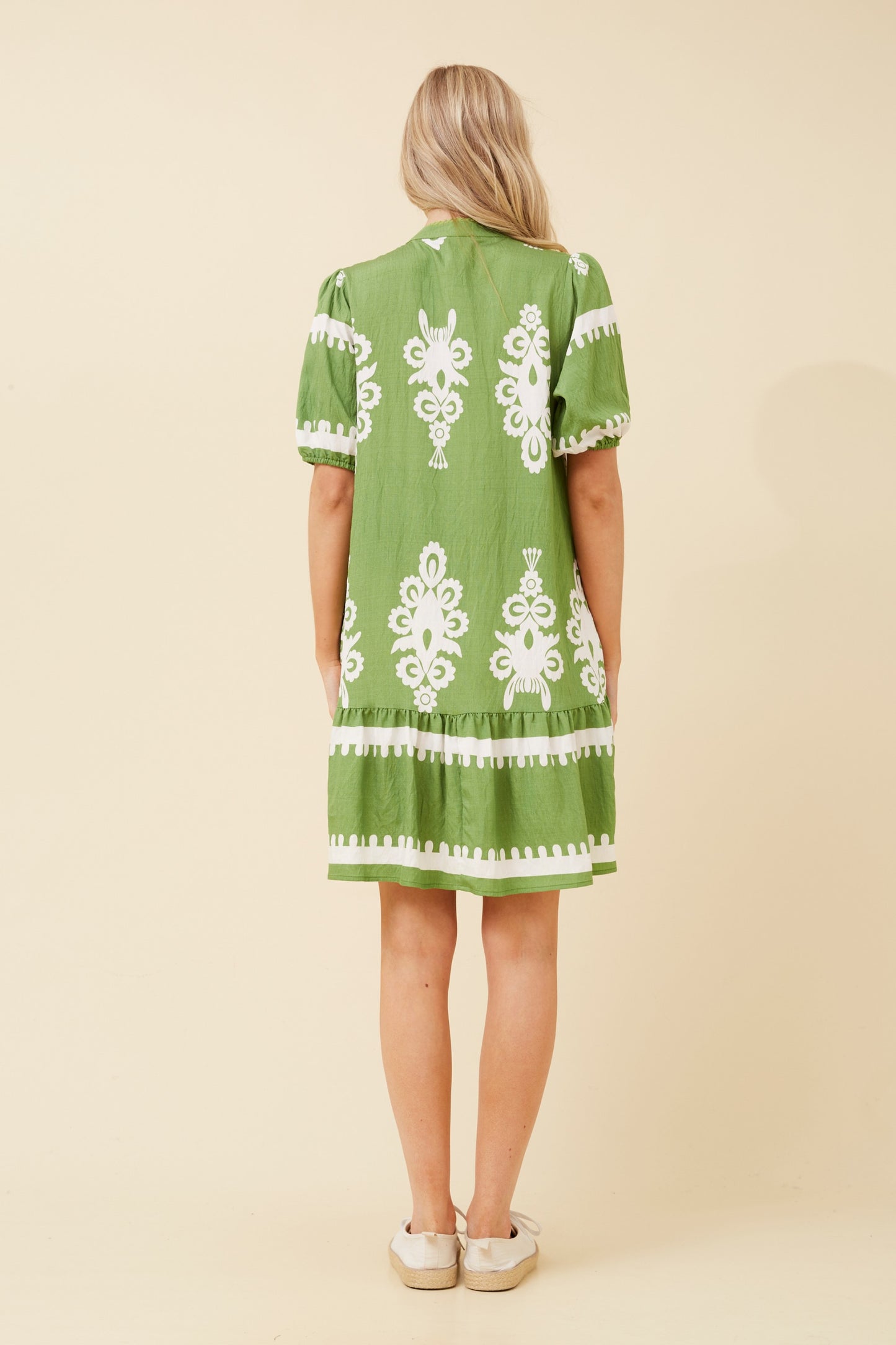 Gana Lace Trim Details Dress D521687 Green