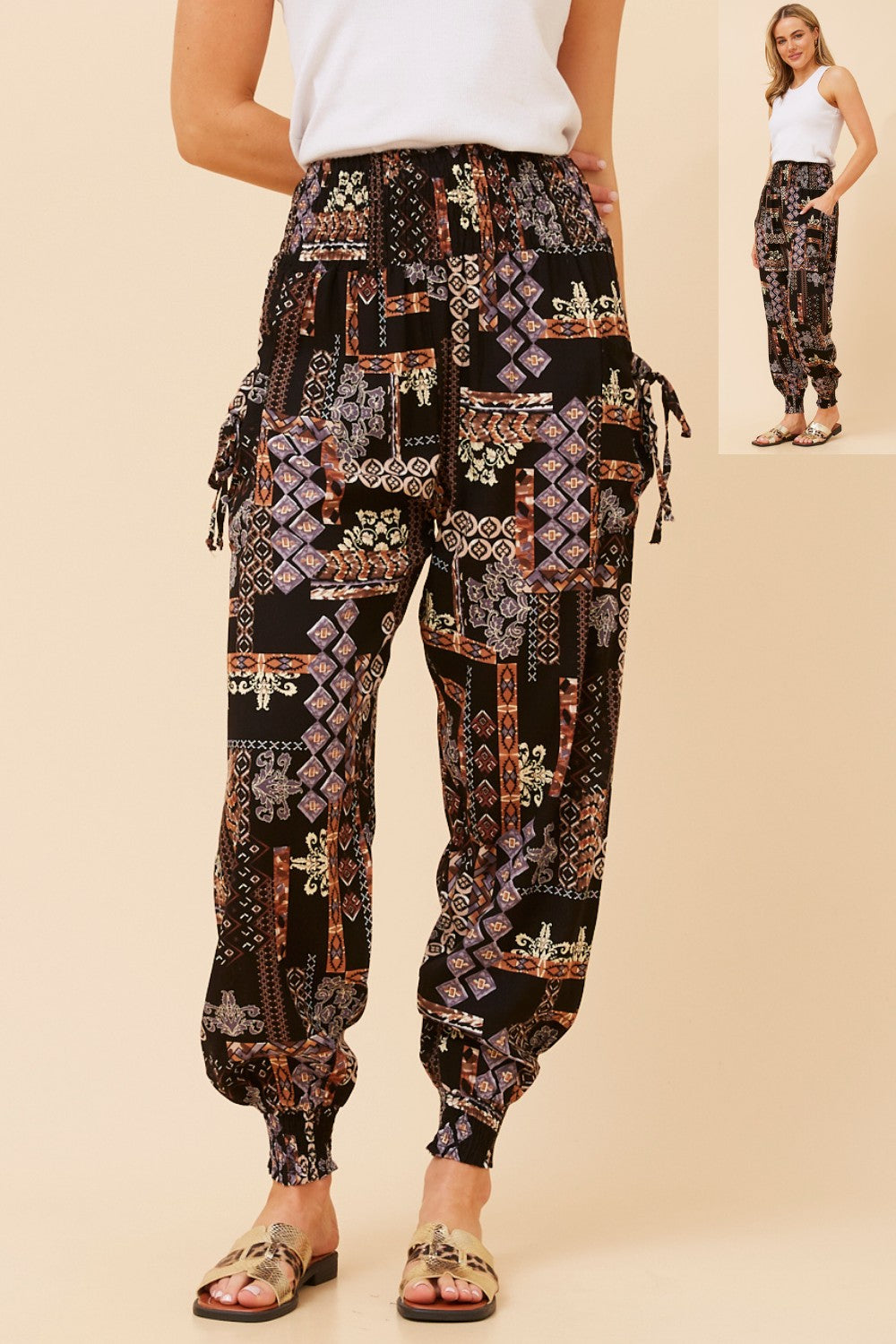 Harem Pants P513777  - Multi Black