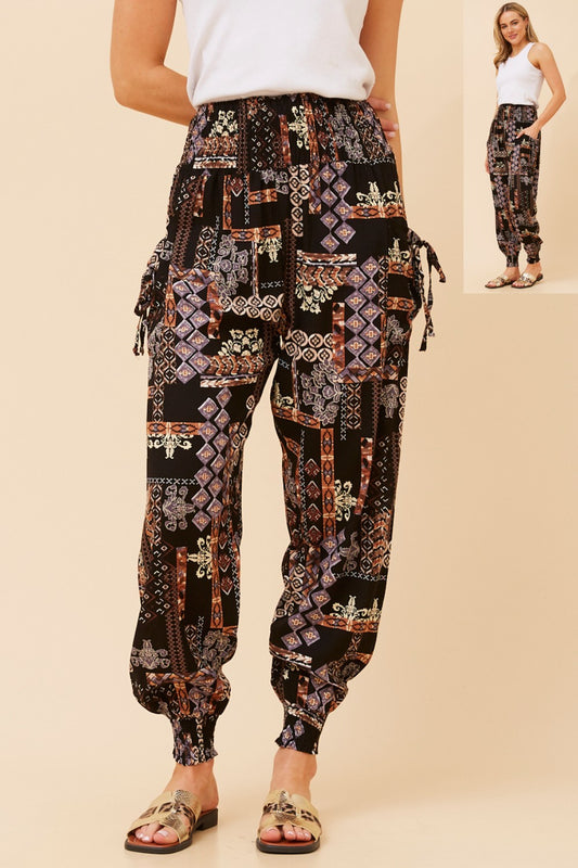 Harem Pants P513777  - Multi Black