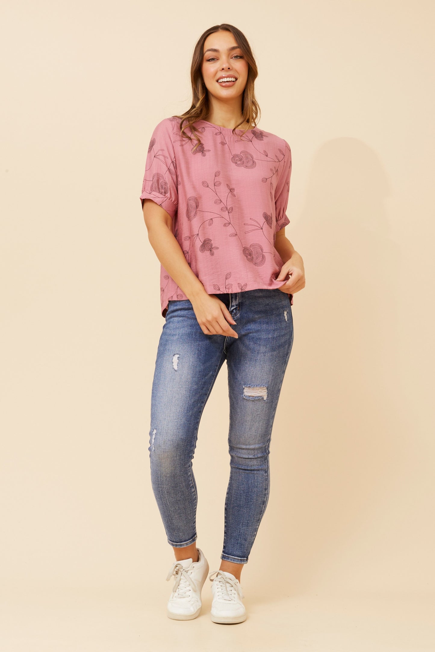 Mona Floral Top T523299 Pink