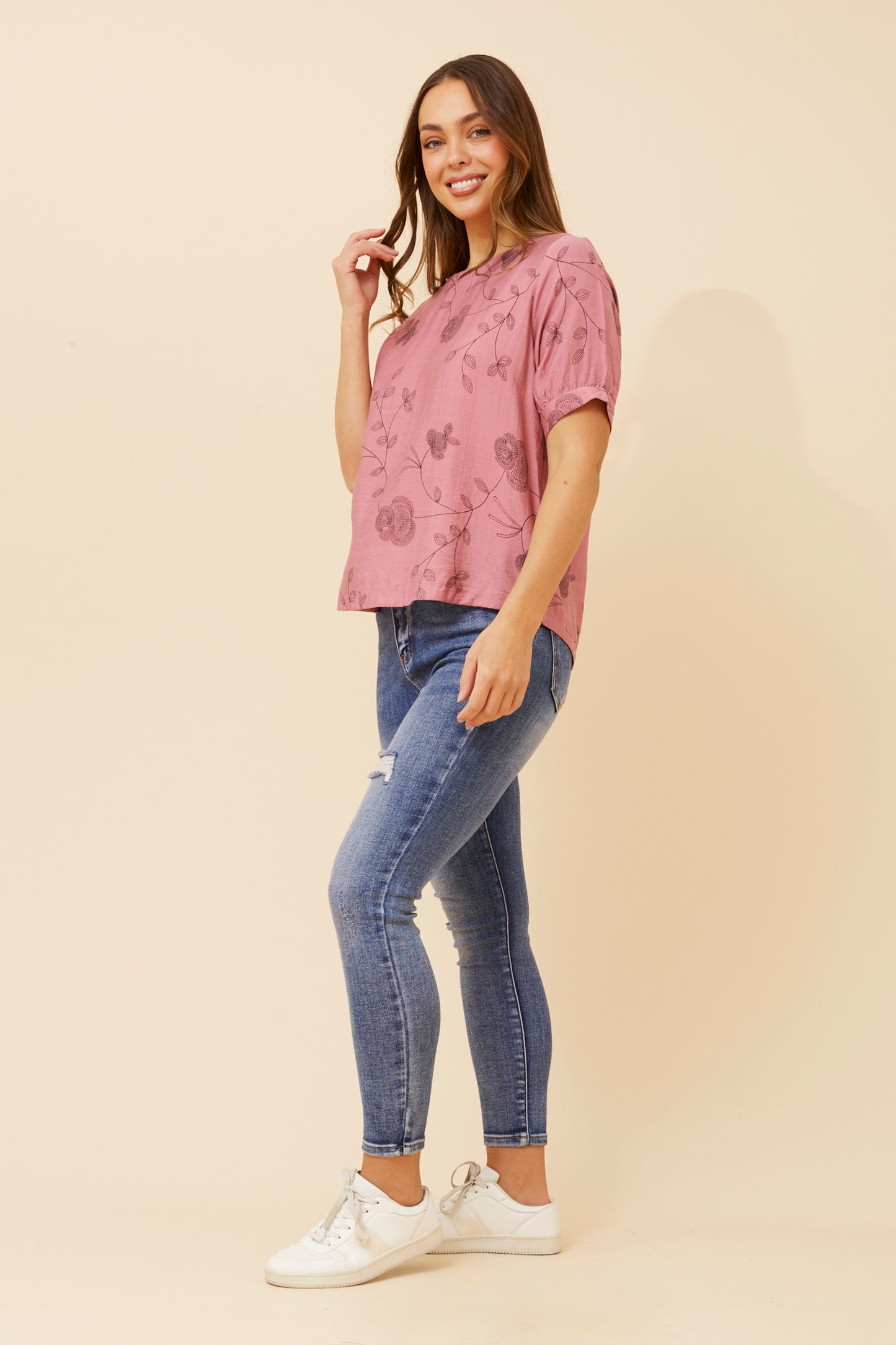 Mona Floral Top T523299 Pink