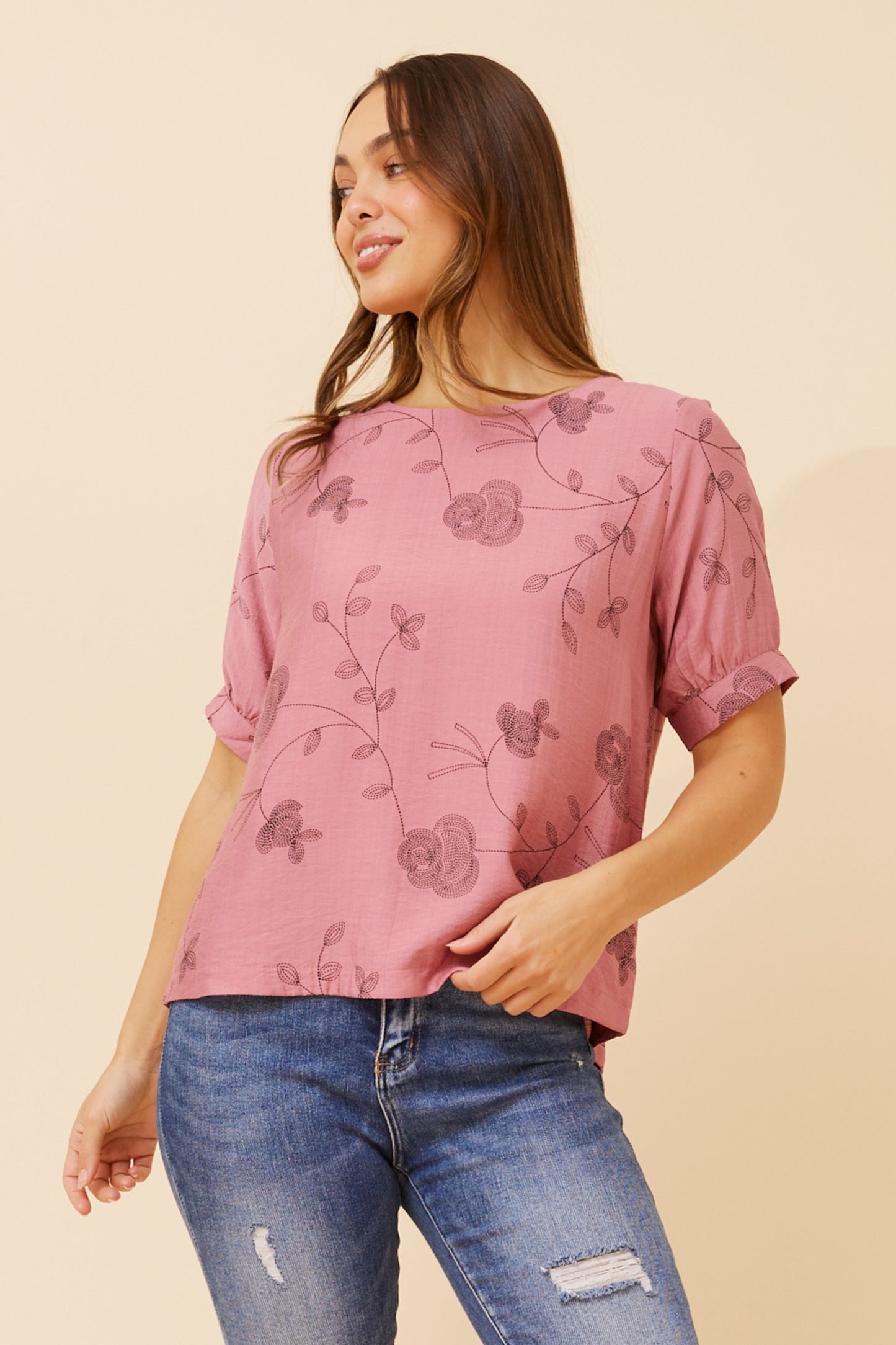Mona Floral Top T523299 Pink