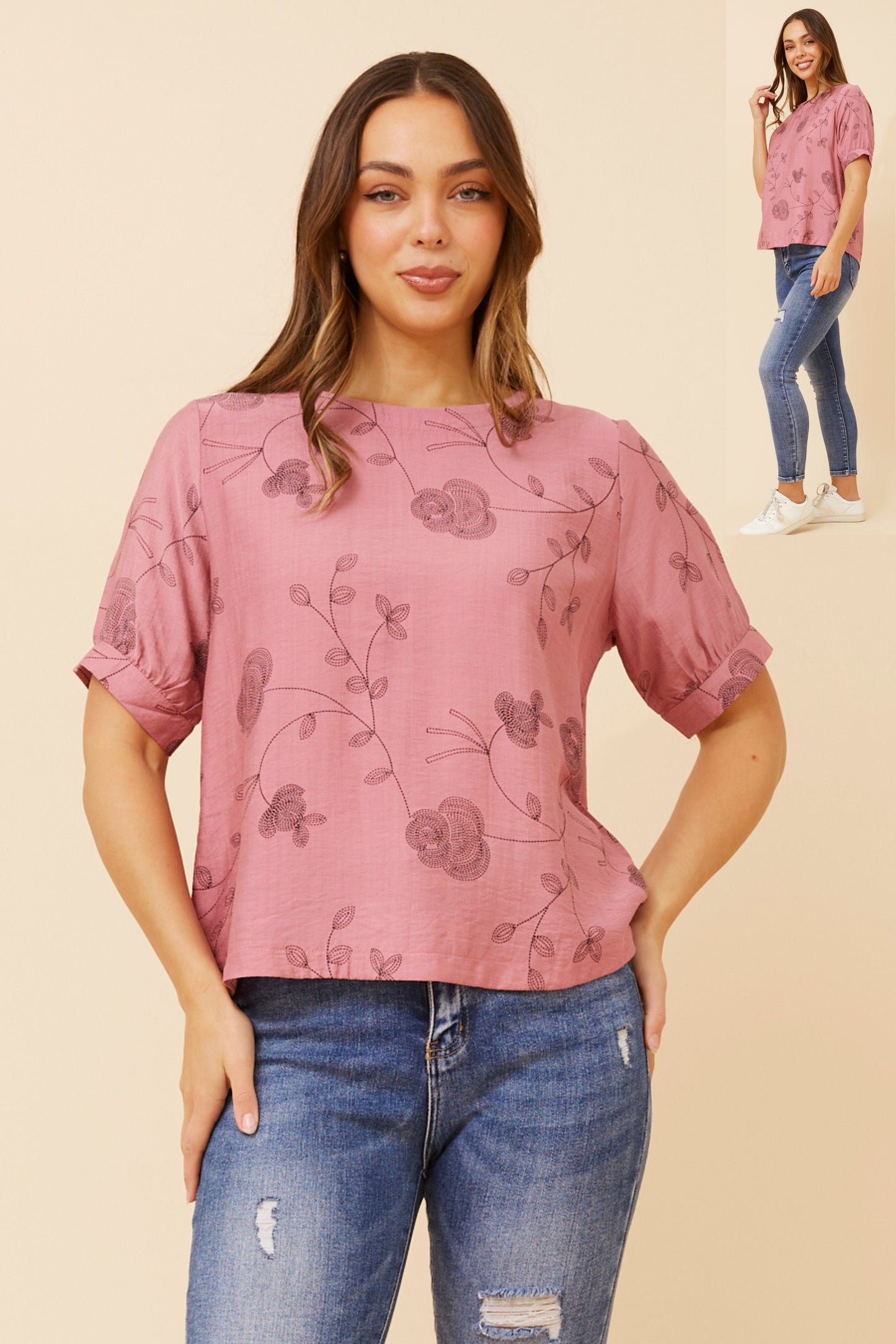 Mona Floral Top T523299 Pink