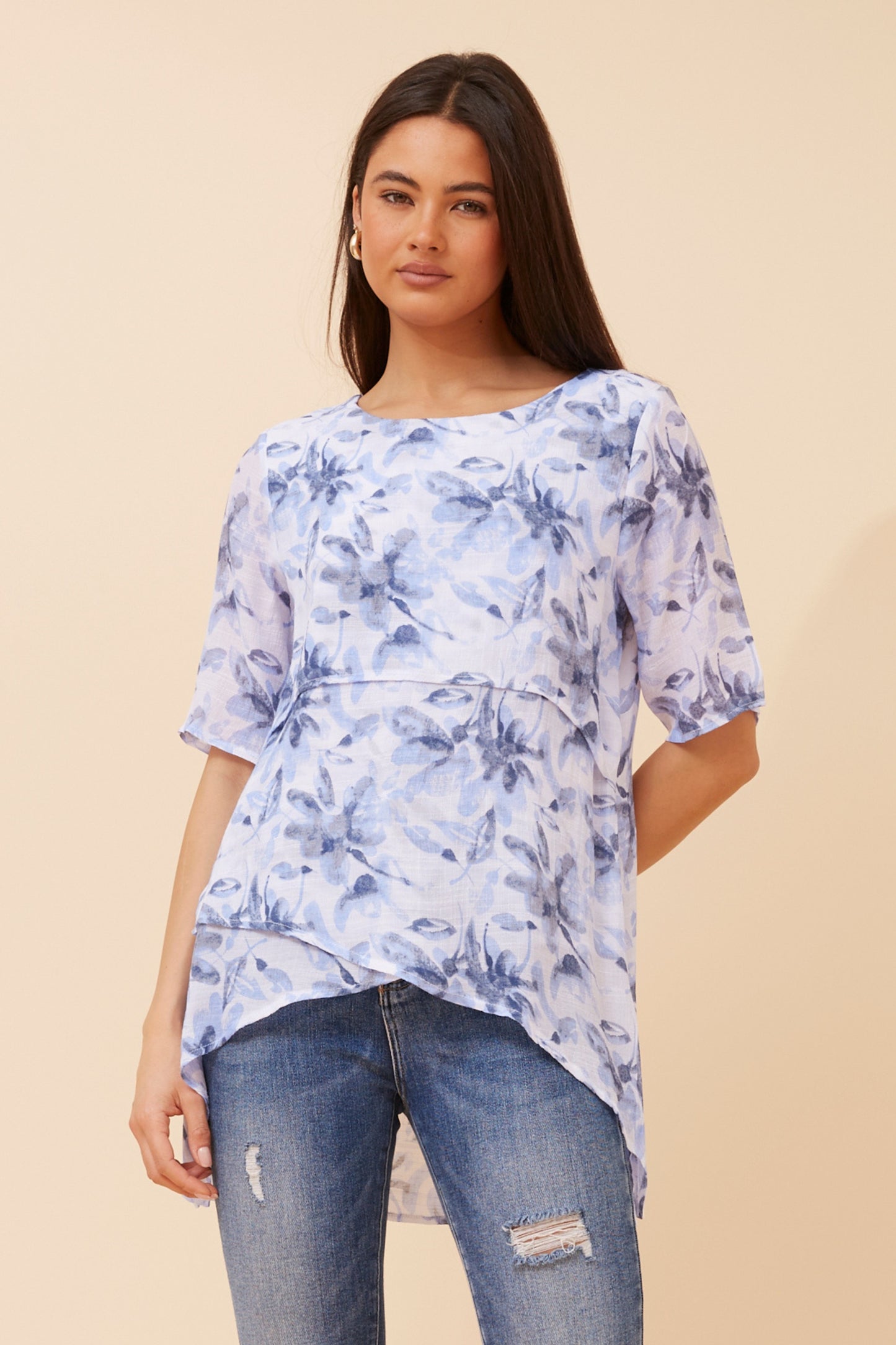 Emery Double Layer Top T523343 Blue