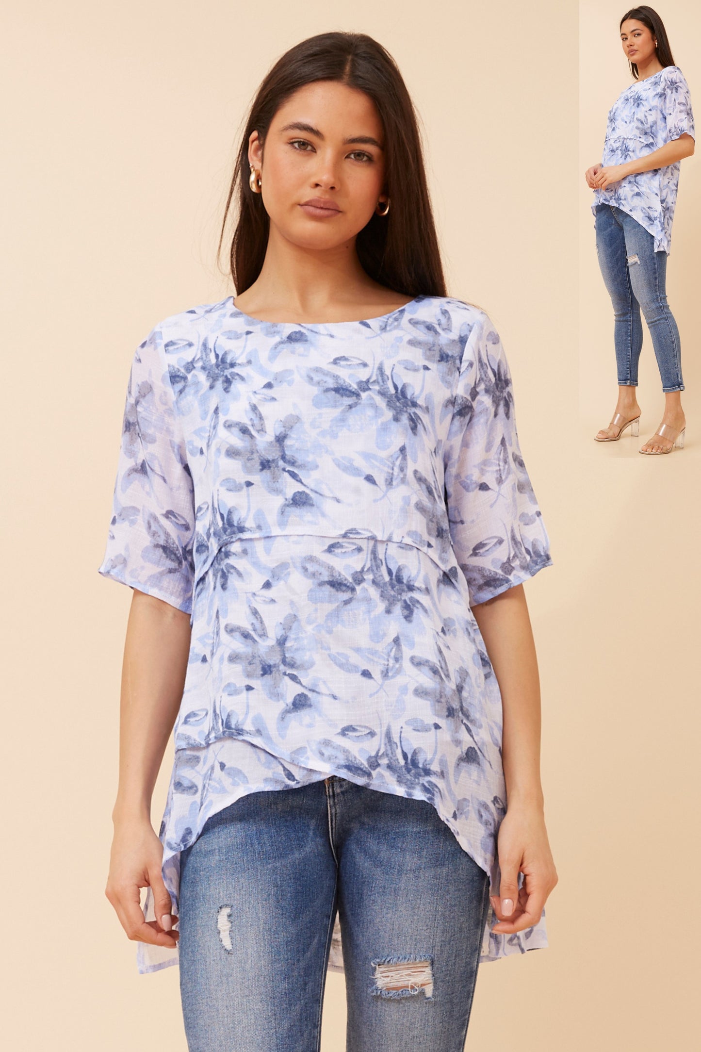 Emery Double Layer Top T523343 Blue