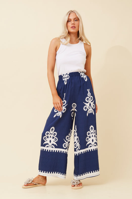 Fae Boho Wide Leg Pant P523167 Navy