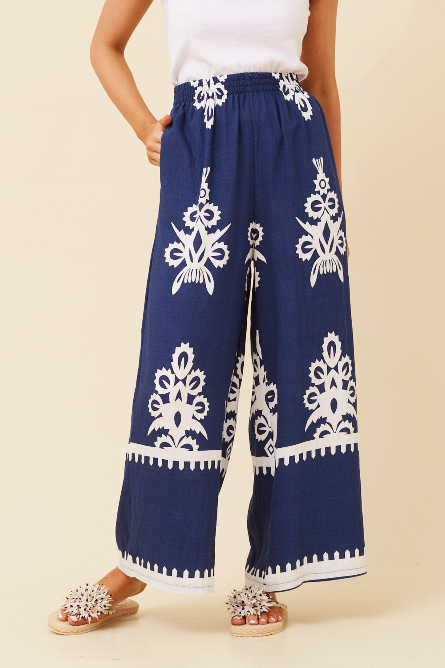 Fae Boho Wide Leg Pant P523167 Navy