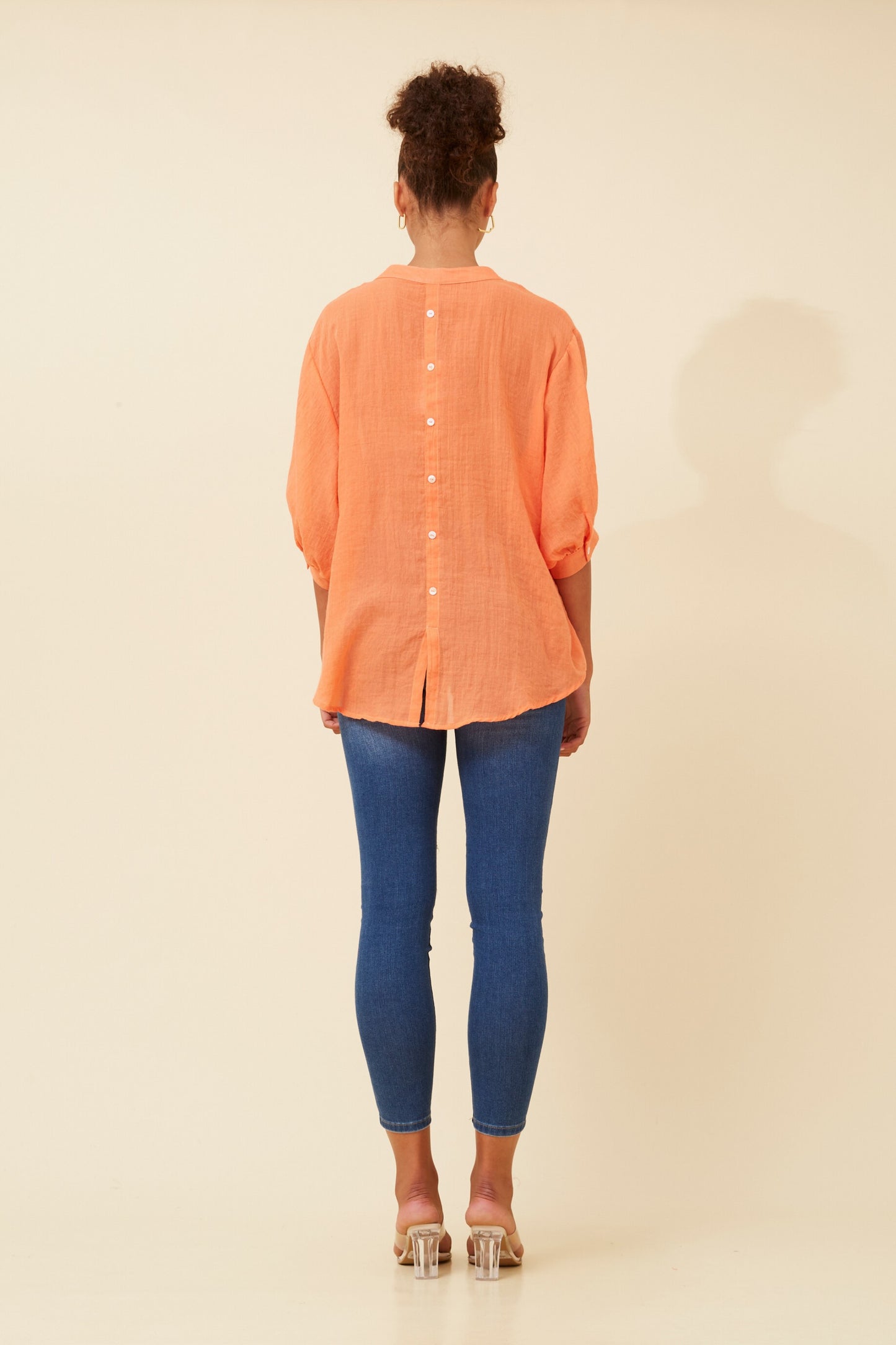 Rosa Shirt with Back Button Detail - Tangerine T511586