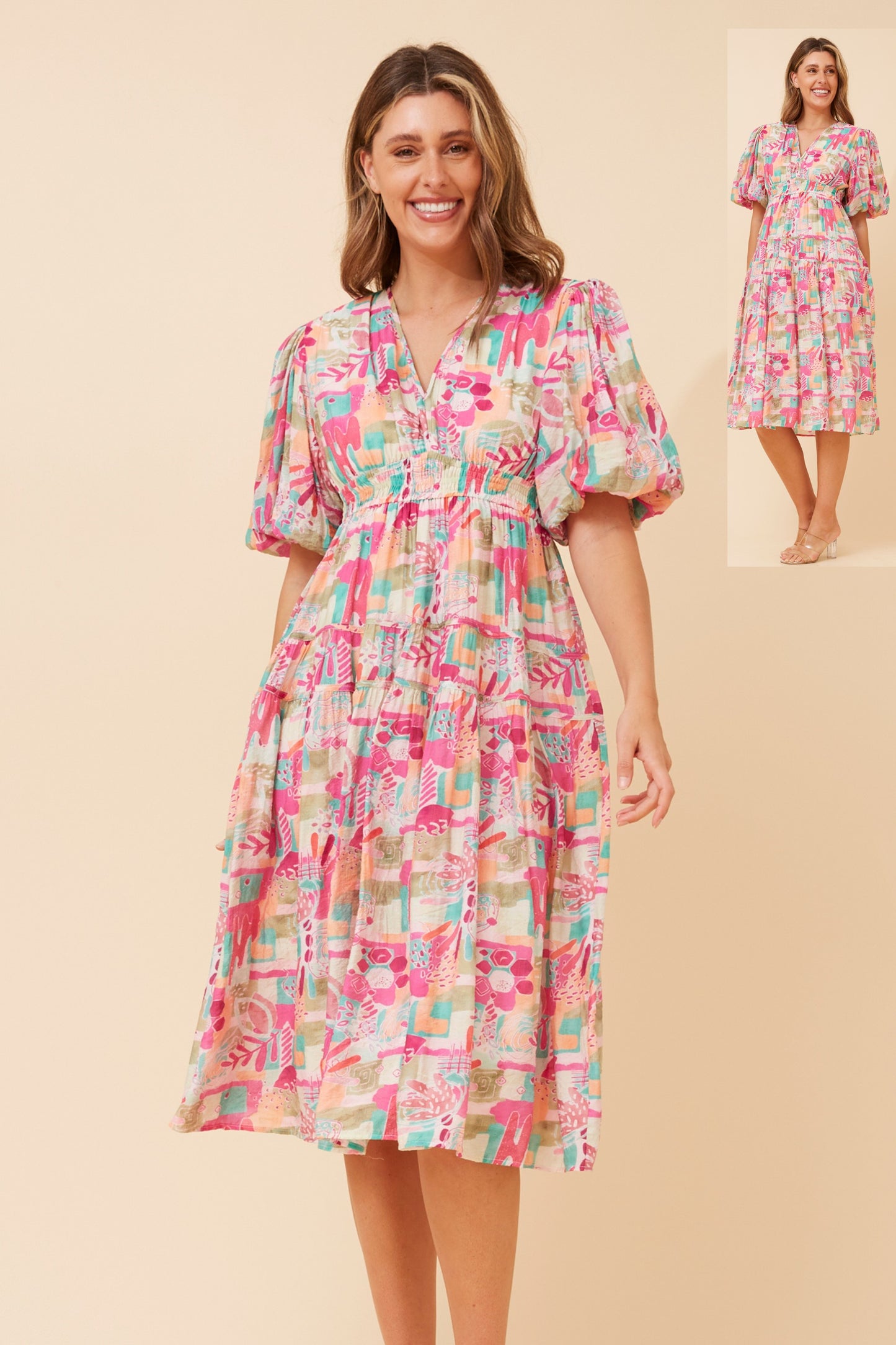 Cassandra Puff Sleeve Dress D523680