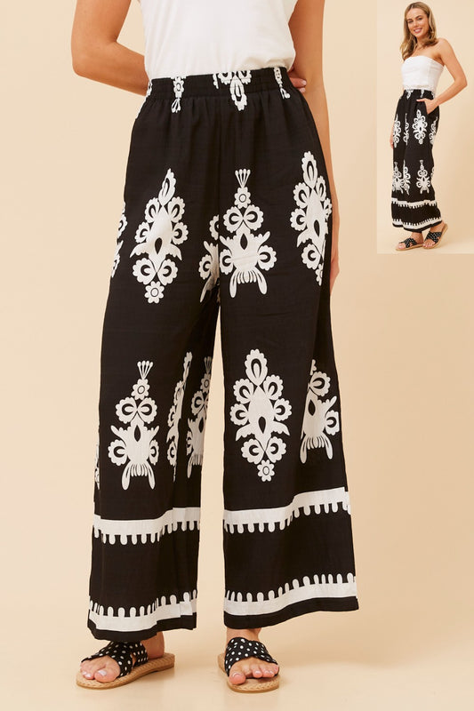 Fae Boho Wide Leg Pant P523167 Black