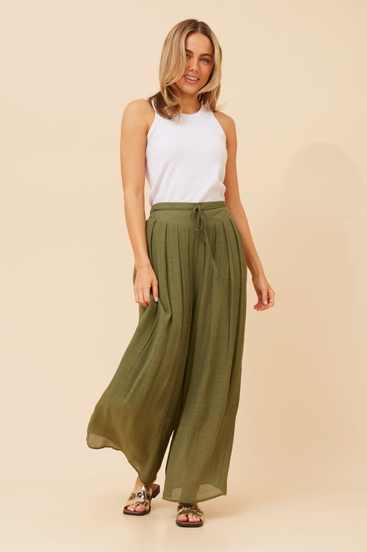 Azura Front Pleat Wide Leg Pant P735060 Khaki