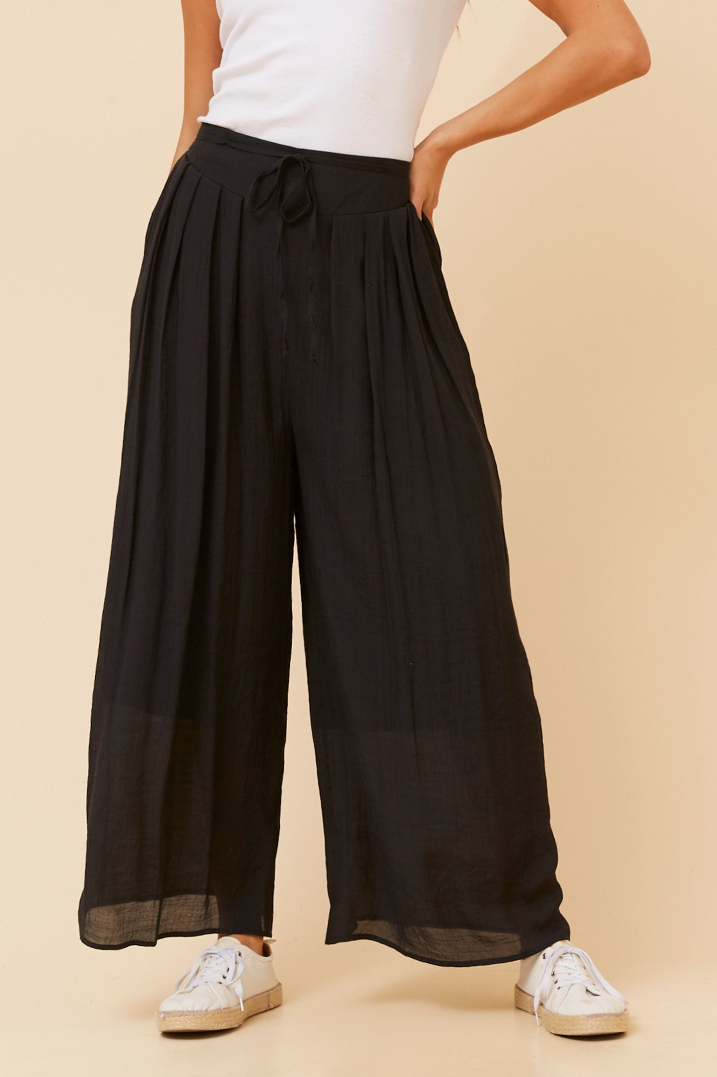 Azura Front Pleat Wide Leg Pant P735060 Black