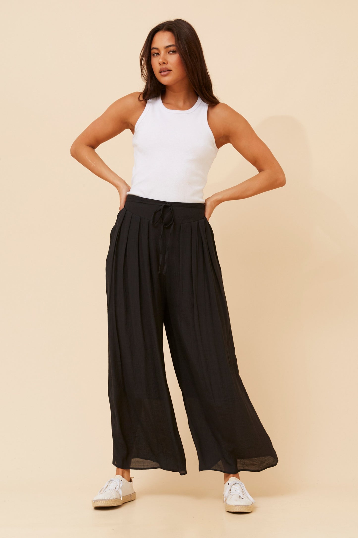 Azura Front Pleat Wide Leg Pant P735060 Black
