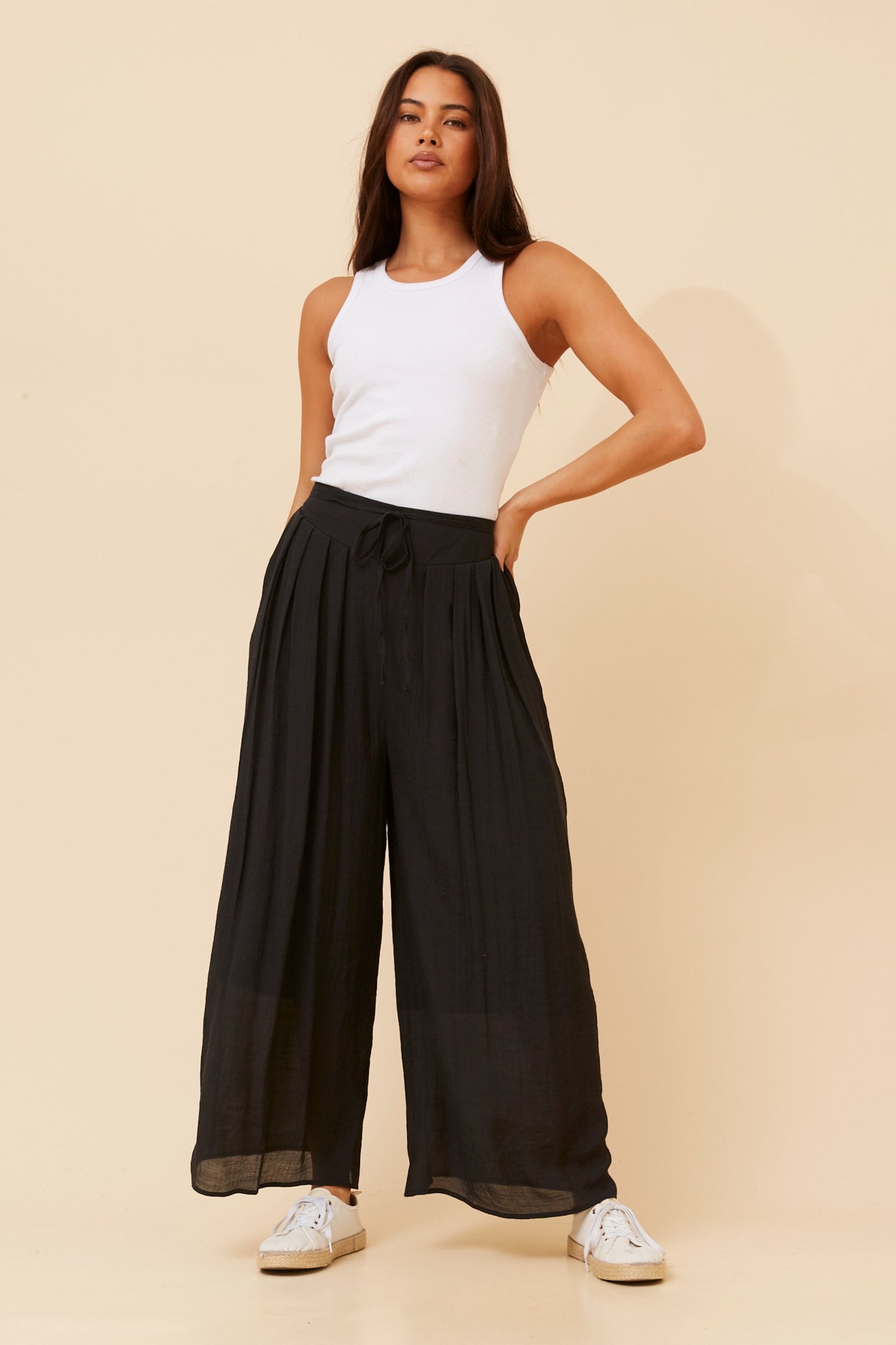 Azura Front Pleat Wide Leg Pant P735060 Black